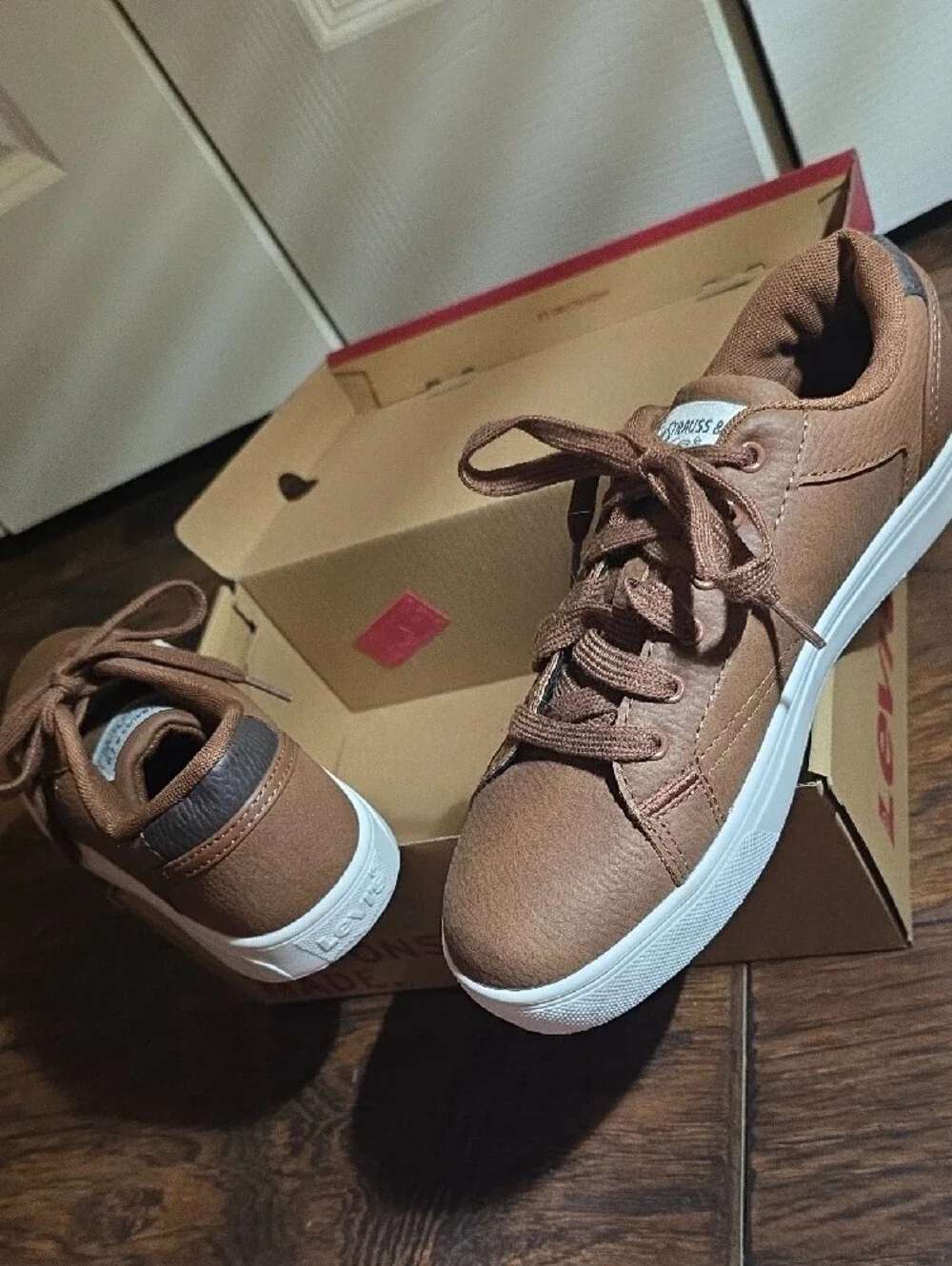 Levi's boy's Brown Lace-Up Sneakers with White Sole